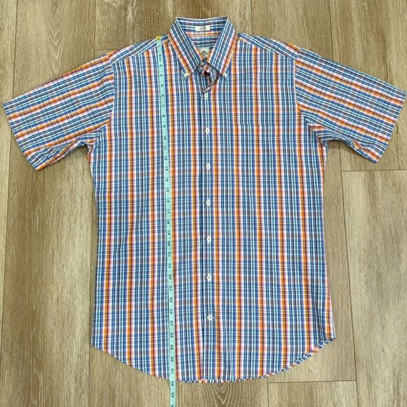 PETER MILLAR Men's Medium Plaid Button Down Short Sleeve Sport Shirt Multicolor - Picture 8 of 8